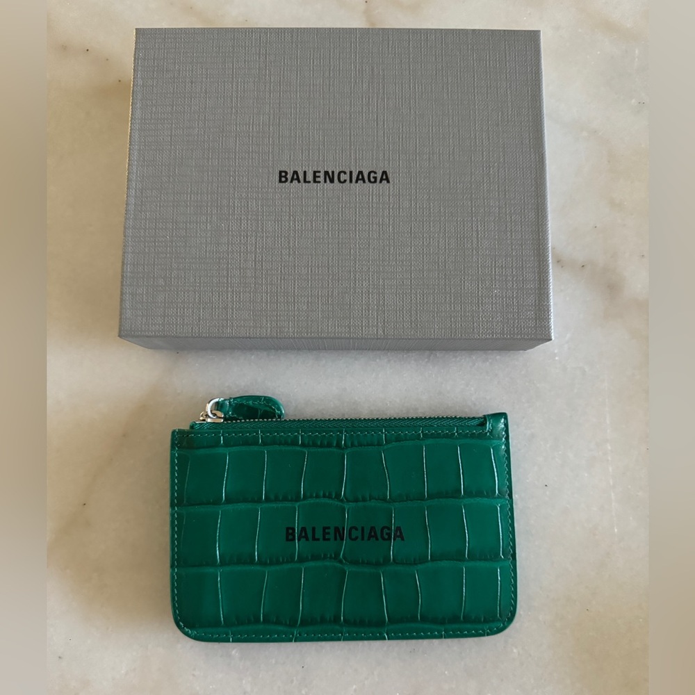 Balenciaga Croc Embossed Logo Long Card Holder Wallet